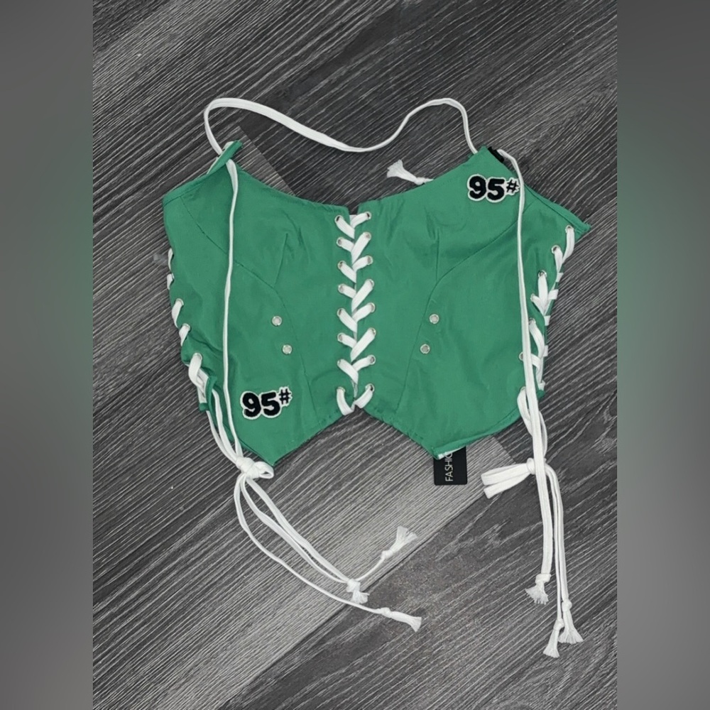 Fashion Nova-  Green Corset Top